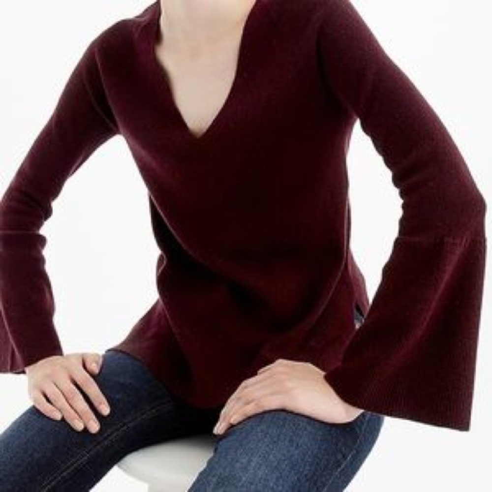J. CREW Peplum Sleeve Sweater in Maroon
